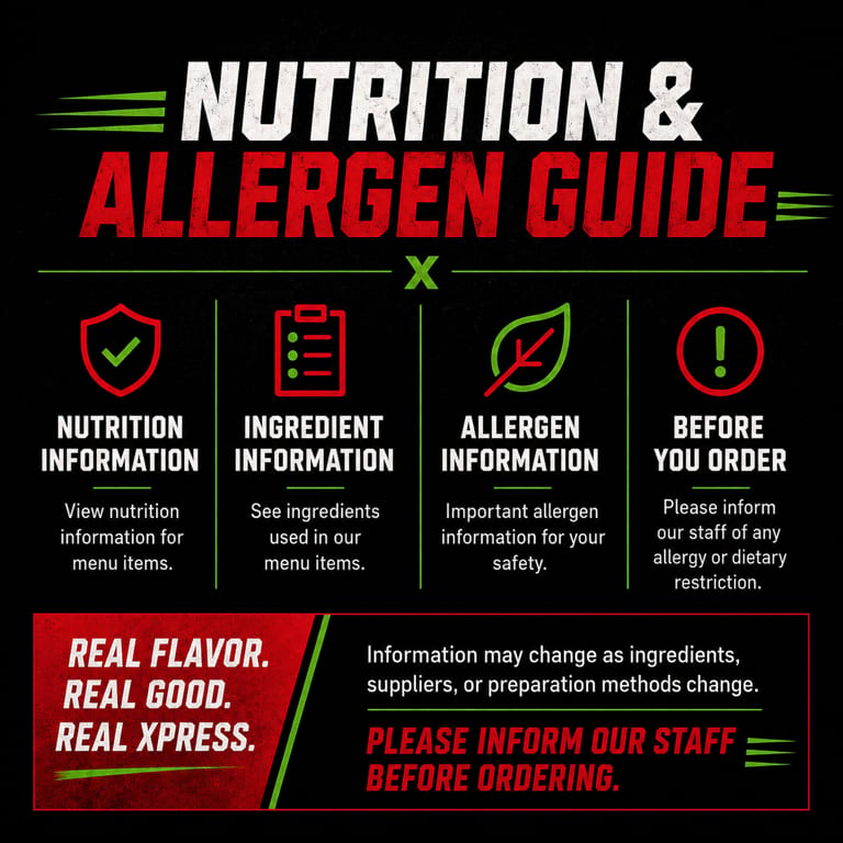 Important Nutrition & Allergen Notice