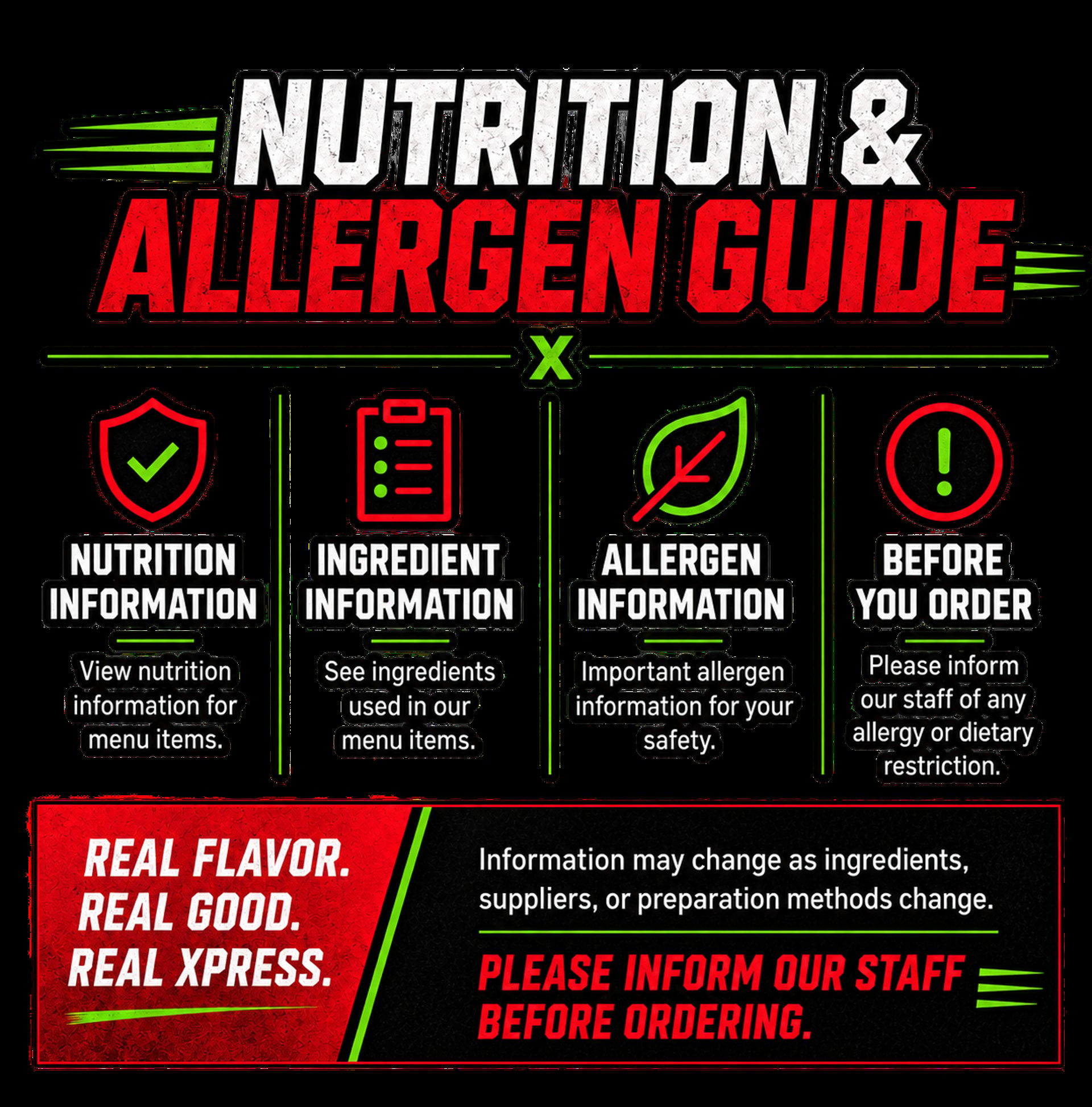 Important Nutrition & Allergen Notice